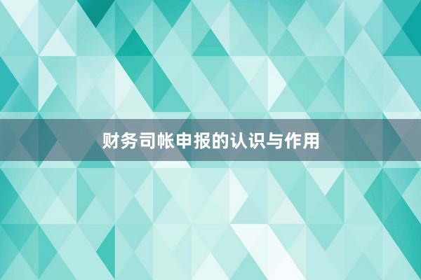 财务司帐申报的认识与作用